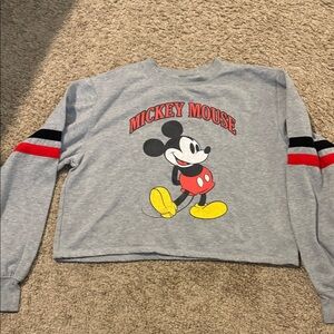 Disney Mickey Mouse Gray Sweatshirt with Red and Black Accents